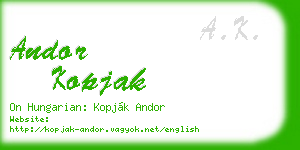 andor kopjak business card