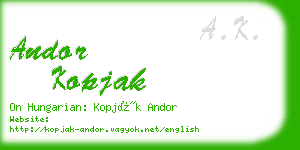 andor kopjak business card